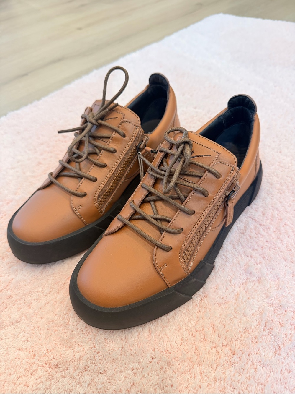 Giuseppe Zanotti - Frankie Camel Leather Sneakers with Black Sole